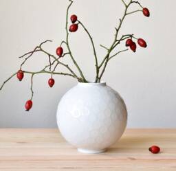 Bulbous Vase, White Porcelain Vase Handmade, Vase For Flowers, Wedding Vases, Round Porcelain Handmade - thumbnail 1