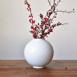 Bulbous Vase, White Porcelain Vase Handmade, Vase For Flowers, Wedding Vases, Round Porcelain Handmade - thumbnail 2