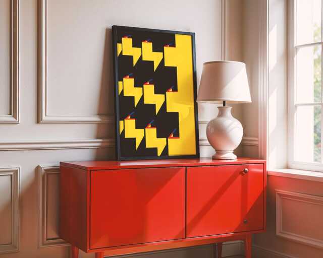 Yellow Bauhaus Art Print - Geometric Architecture Wall Minimalist Colour Block Poster - image 1