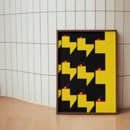 Yellow Bauhaus Art Print - Geometric Architecture Wall Minimalist Colour Block Poster - thumbnail 2