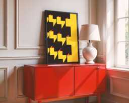 Yellow Bauhaus Art Print - Geometric Architecture Wall Minimalist Colour Block Poster - thumbnail 1