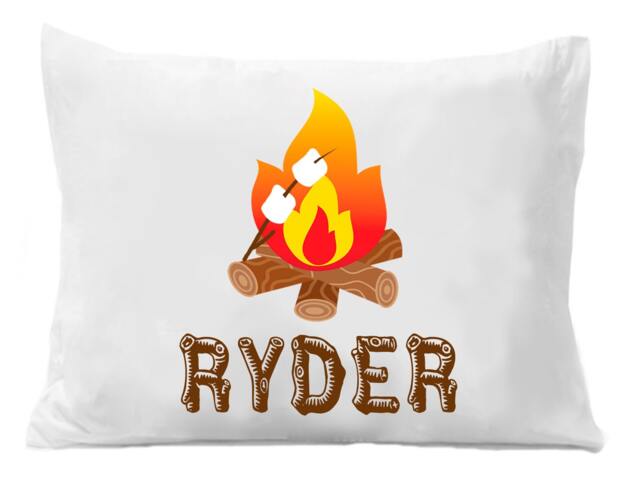 Personalized Campfire Pillowcase - S'mores Camping Theme, Standard Size - image 1