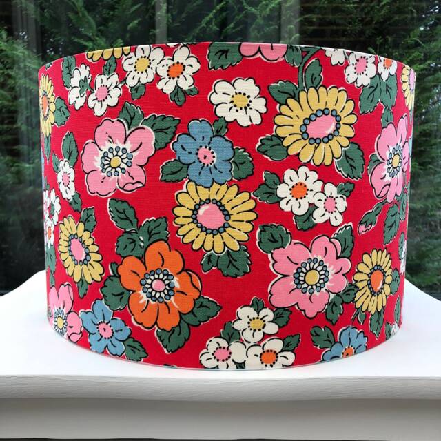 Handmade Cath Kidston Lampshade Camden Rose Red Floral Drum Shade - image 1