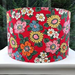 Handmade Cath Kidston Lampshade Camden Rose Red Floral Drum Shade - thumbnail 1