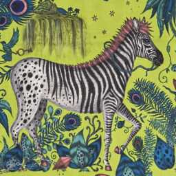 Clarke & Clarke, Lime Green, Pink Blue Zebras Velvet Cushion Cover, Throw Pillow Home Decor - thumbnail 2