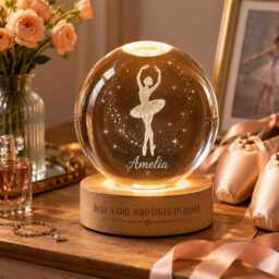 Personalized Ballerina Crystal Ball Night Light, Custom Ballet Dancer Keepsake, Girl Room Decor, Birthday Gift For - thumbnail 4
