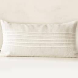 White Linen Lumbar Pillow Cover Decorative Cushion, Custom Size - thumbnail 2