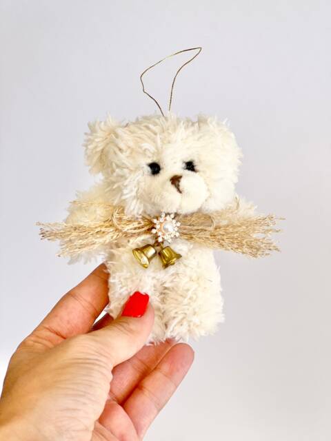 Ivory Teddy Bear Christmas Ornament Plush Toy Decoration - image 1