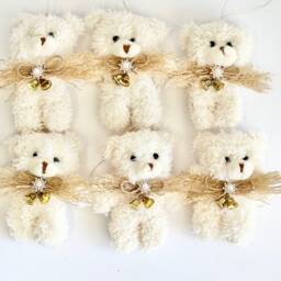 Ivory Teddy Bear Christmas Ornament Plush Toy Decoration - thumbnail 2