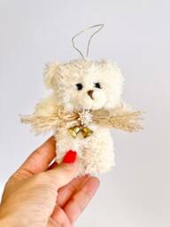 Ivory Teddy Bear Christmas Ornament Plush Toy Decoration - thumbnail 1