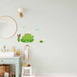 Personalized Frog Door Sign Wall Decal - Children's Room Nameplate Cute With Name Hand-Drawn, Made in Germany - thumbnail 3
