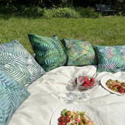 "Outdoor Showerproof Cushion Cover - Chartwell Leaf Design Covers 16"" 18"" 20" - thumbnail 1