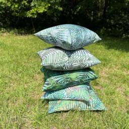 "Outdoor Showerproof Cushion Cover - Chartwell Leaf Design Covers 16"" 18"" 20" - thumbnail 2