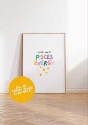 Zodiac Wall Prints - Astrology Posters, Decor, Star Sign, Gift For Her, Birthday, Groovy, Vibrant, Colourful A2/A3/A4/A5/8x10/5x7 - thumbnail 1