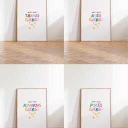 Zodiac Wall Prints - Astrology Posters, Decor, Star Sign, Gift For Her, Birthday, Groovy, Vibrant, Colourful A2/A3/A4/A5/8x10/5x7 - thumbnail 2