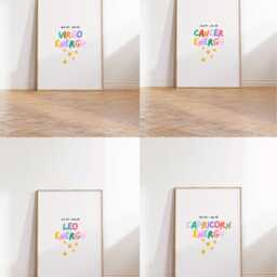 Zodiac Wall Prints - Astrology Posters, Decor, Star Sign, Gift For Her, Birthday, Groovy, Vibrant, Colourful A2/A3/A4/A5/8x10/5x7 - thumbnail 3