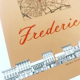 Frederick Streetscape + Map Drawing Market Street Maryland City Plan - Art Print Wedding Realtor Moving Gift Travel Souvenir Local Decor - thumbnail 3