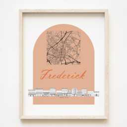 Frederick Streetscape + Map Drawing Market Street Maryland City Plan - Art Print Wedding Realtor Moving Gift Travel Souvenir Local Decor - thumbnail 1