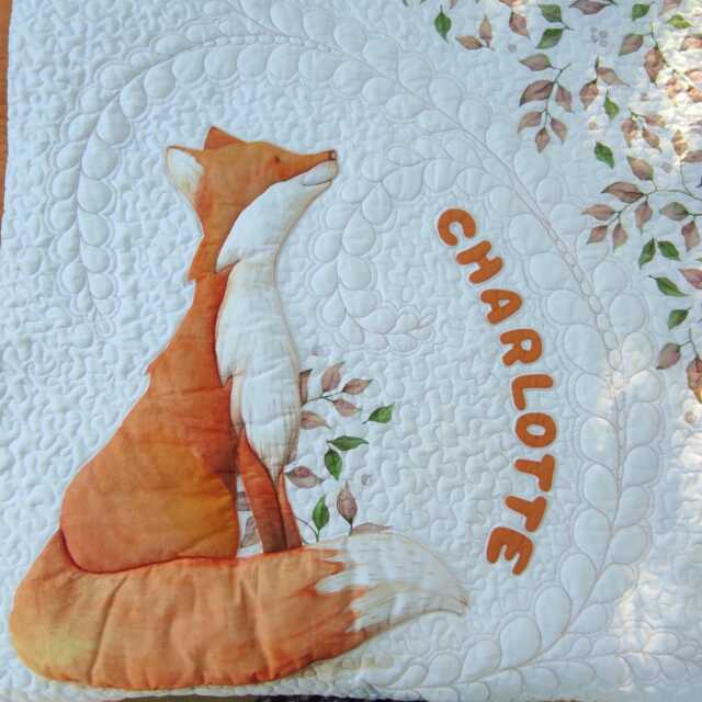 Handmade Fox Baby Quilt Personalized Woodland Nursery Bedding - Infant Blanket - image 1