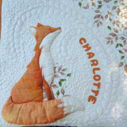 Handmade Fox Baby Quilt Personalized Woodland Nursery Bedding - Infant Blanket - thumbnail 1