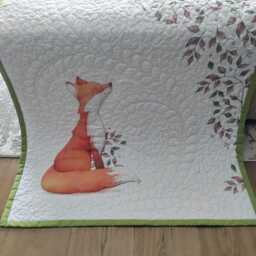 Handmade Fox Baby Quilt Personalized Woodland Nursery Bedding - Infant Blanket - thumbnail 2