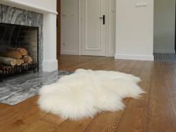 "Regular Sheepskin White Throw Genuine Leather Sheep Skin 50"" X 30" - thumbnail 1