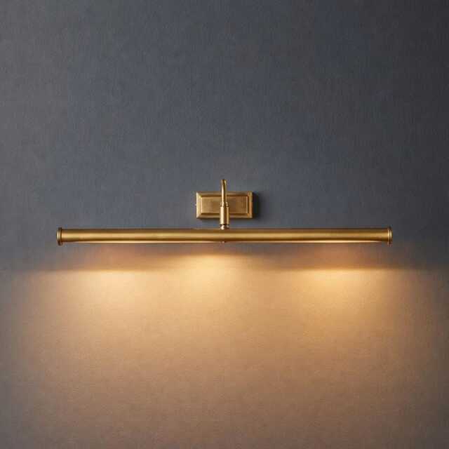 Solid Brass Picture Light - Antique Gold Wall Mount Art Lamp Fixture - image 1