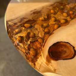 Handmade Ash & Resin Coffee Table With Oak Leaves - thumbnail 3