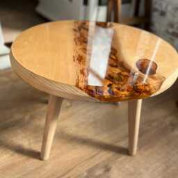 Handmade Ash & Resin Coffee Table With Oak Leaves - thumbnail 4