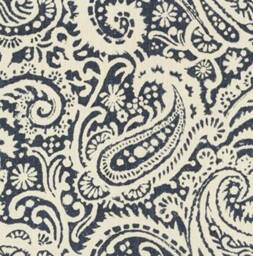 Navy Blue Paisley Linen Pillow Cover Lumbar Cushion - 35cm X 50cm - thumbnail 3