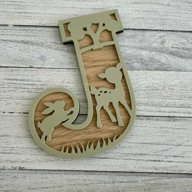 Woodland Wall Letters - Custom Nursery Decor - Rustic Baby Name Sign Forest Animal Theme - image 1
