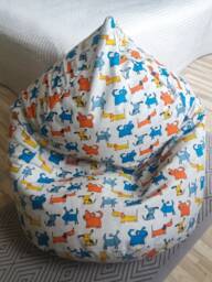 Colorful Cartoon Dog Linen Bean Bag Chair Cover With Inner Liner Toddler Floor Sofa