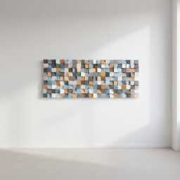 Blue & Gold Wood Wall Art Rustic Geometric Sculpture Modern Living Rooms - thumbnail 3