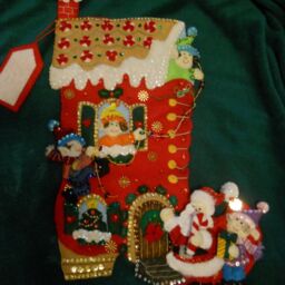 "Bacilla Handmade Felt Applique Christmas Holiday Stocking ""Holiday Decorating" - thumbnail 3