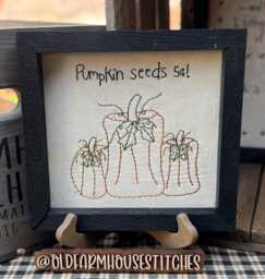 Pumpkin Seeds Primitive Stitchery Framed Print - thumbnail 1