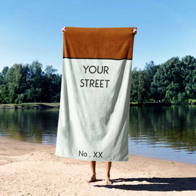 Property Board Style Personalised Towel Custom Door Number Street Name & Background Colour Fun Colourful Game Bathroom Home Decor Gift - image 1