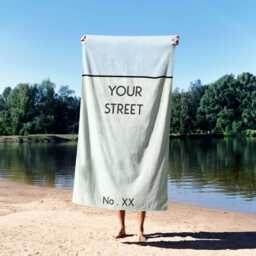 Property Board Style Personalised Towel Custom Door Number Street Name & Background Colour Fun Colourful Game Bathroom Home Decor Gift - thumbnail 2