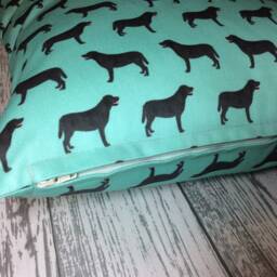 Black Labrador Dog Print Cushion Cover in Green Design - Home Decor, Pillow Cover, Home & Living, Decorative Pillow, 38x38cms - thumbnail 2