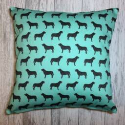 Black Labrador Dog Print Cushion Cover in Green Design - Home Decor, Pillow Cover, Home & Living, Decorative Pillow, 38x38cms - thumbnail 1
