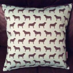 Black Labrador Dog Print Cushion Cover in Green Design - Home Decor, Pillow Cover, Home & Living, Decorative Pillow, 38x38cms - thumbnail 3