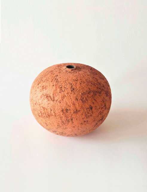 Sculptural Textured Ceramic Oval Vase Stoneware Art Object Japandi Hand-Built in Barcelona - image 1