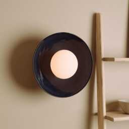 Blue Dawn Wall Light Sconce in Ceramic & Oak - thumbnail 2