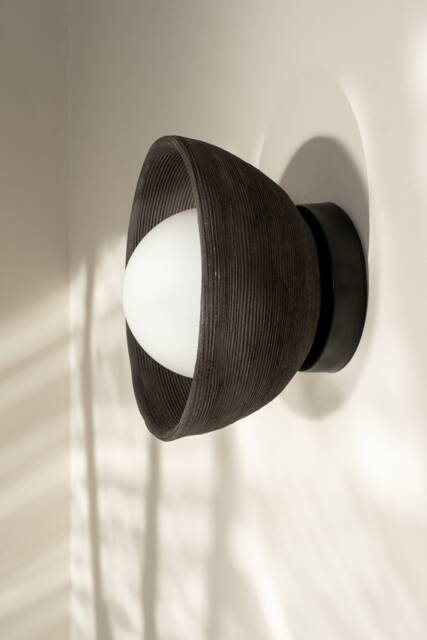 Black Stoneware Wall Sconce Wabi Sabi Organic Home Decor - image 1