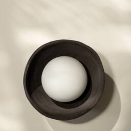 Black Stoneware Wall Sconce Wabi Sabi Organic Home Decor - thumbnail 3