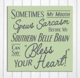 Southern Belle Sarcasm Bless Your Heart Wood Sign - thumbnail 1