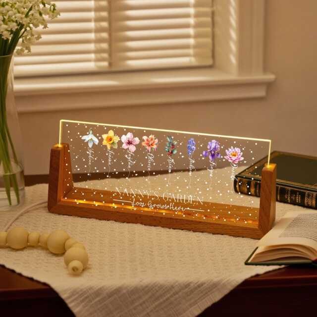 Custom Grandmas Garden Night Light Unique Gifts For Grandma, Birth Flower Lamp, Moms Lamp, Bedroom Lamp, Mothers Day - image 1