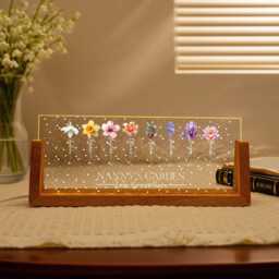 Custom Grandmas Garden Night Light Unique Gifts For Grandma, Birth Flower Lamp, Moms Lamp, Bedroom Lamp, Mothers Day - thumbnail 2