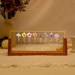 Custom Grandmas Garden Night Light Unique Gifts For Grandma, Birth Flower Lamp, Moms Lamp, Bedroom Lamp, Mothers Day - thumbnail 3