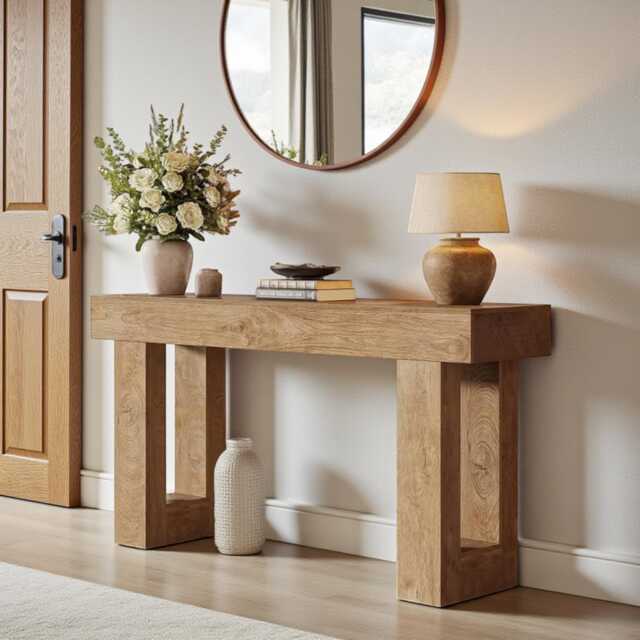 160cm Long Console Table Modern Farmhouse Wooden Sofa Table For Entryway & Behind Couch - image 1