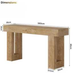 160cm Long Console Table Modern Farmhouse Wooden Sofa Table For Entryway & Behind Couch - thumbnail 4